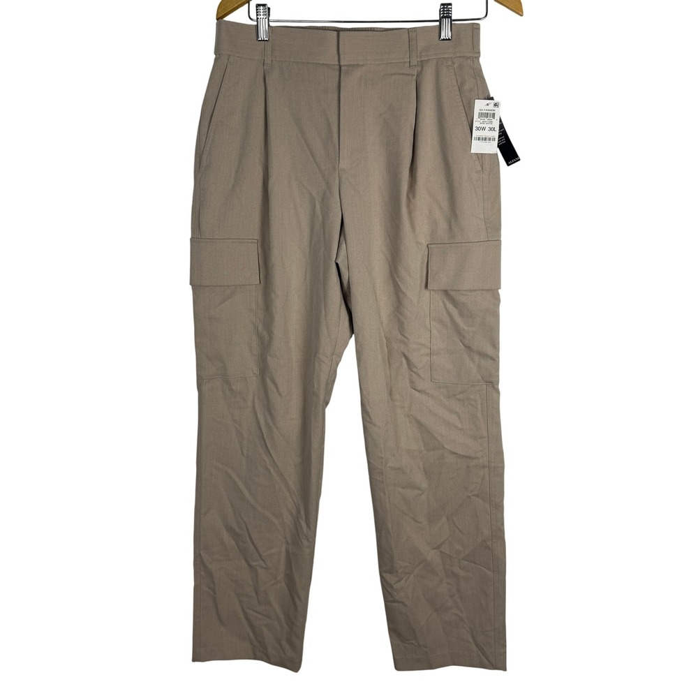 Alfani Mens Pleated Cargo Pants Beige Heather 30W 30L 100187720MN‎ New